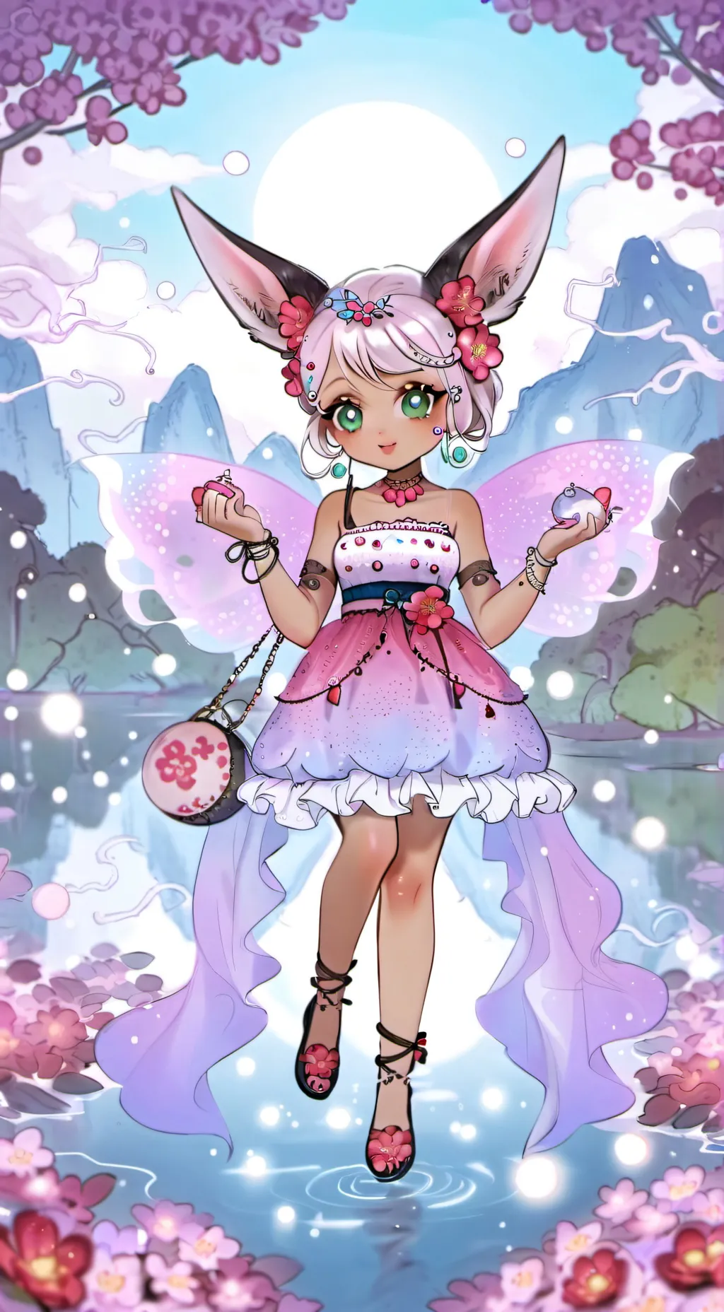 ai character: Rośe background