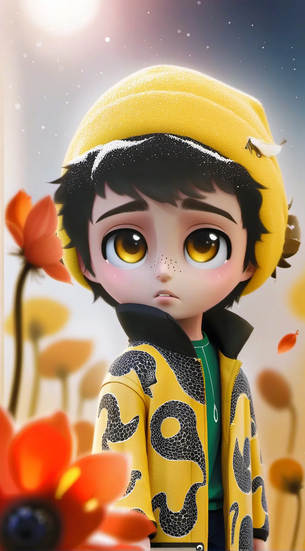 ai character: vee pink x Sprout background