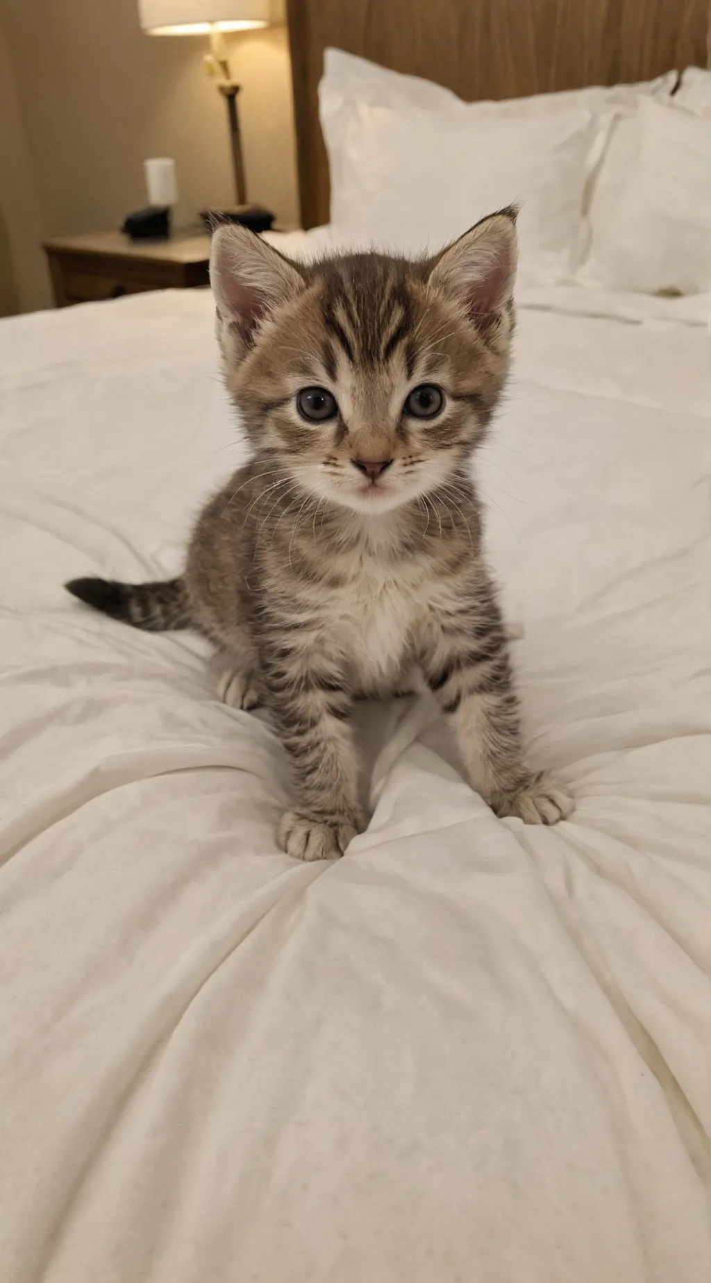 ai character: Kitten on ur bed background