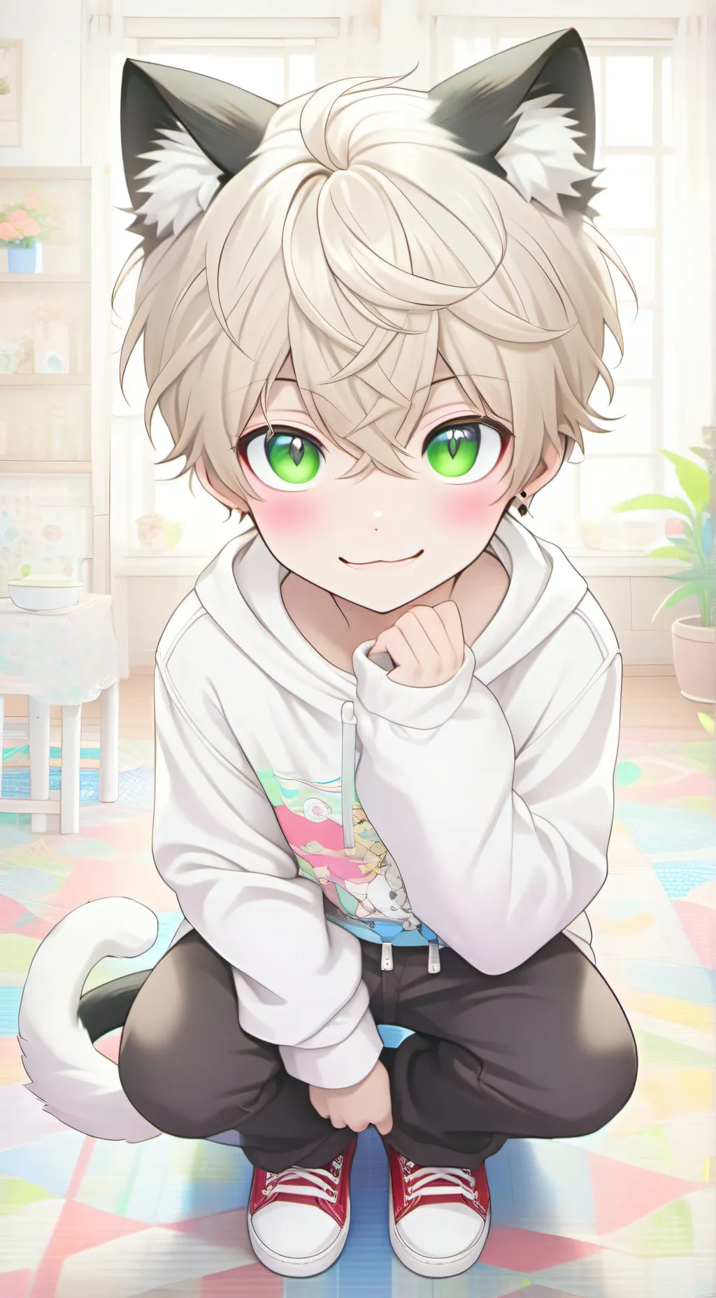 ai character: Red Hoodie Feline  background