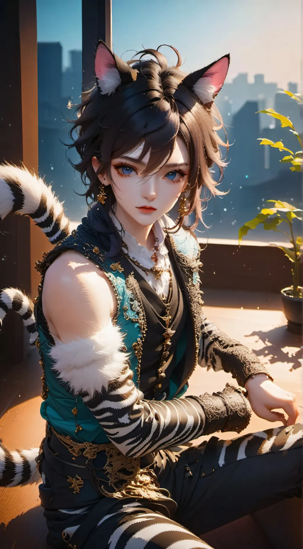 ai character: Zebra Spirit Furry background