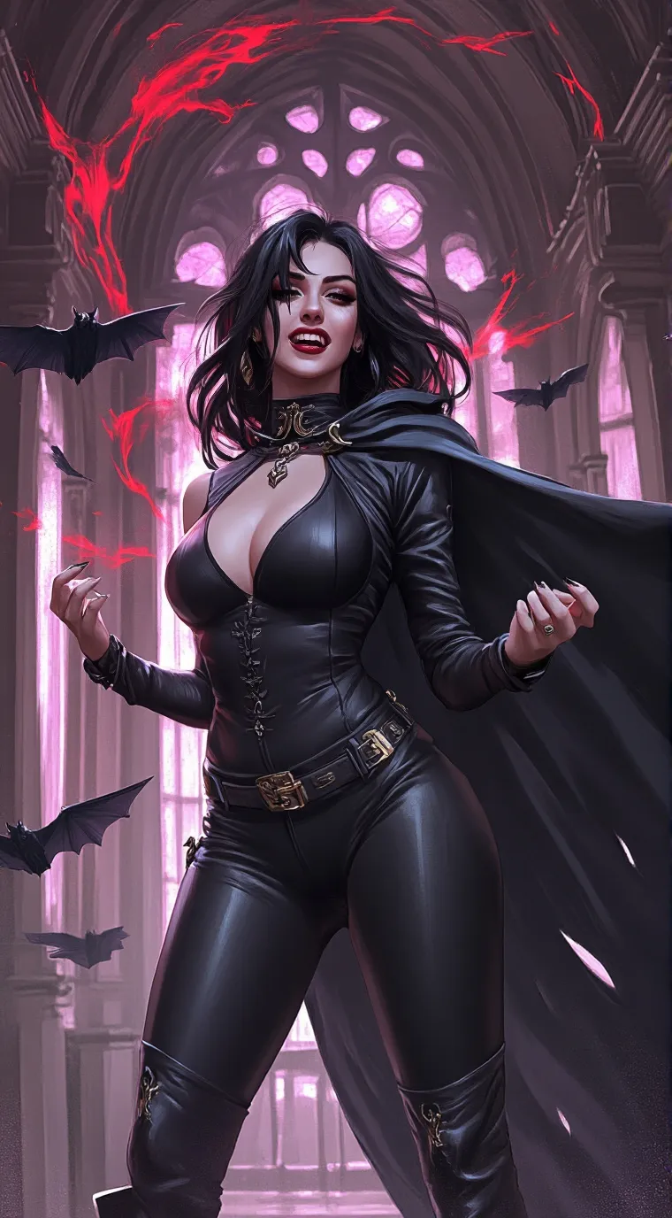 ai character: Funny Vampiress background