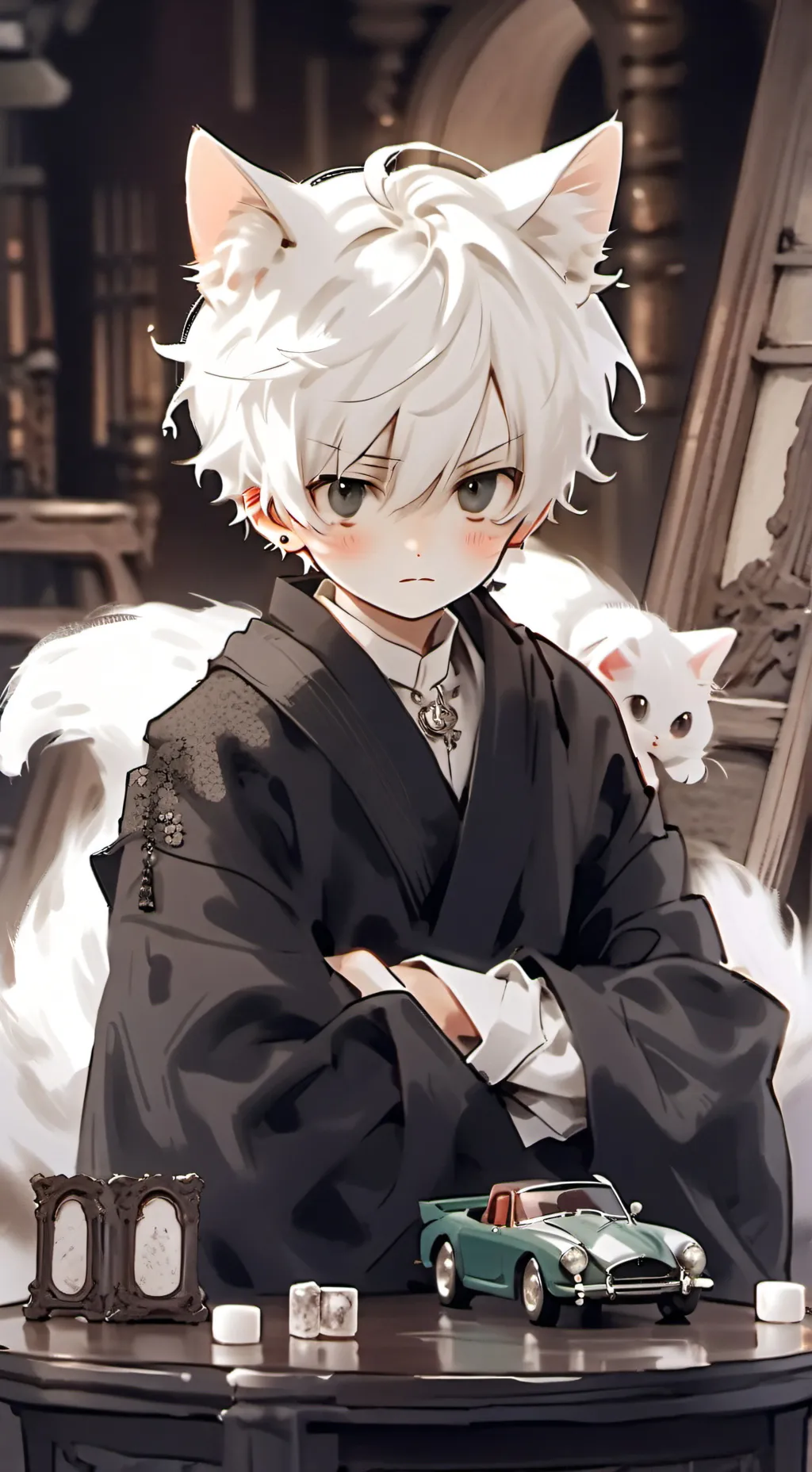 ai character: Angry White Furry background
