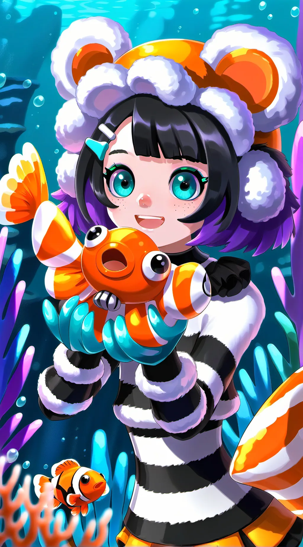 ai character: Striped Clownfish Spirit background