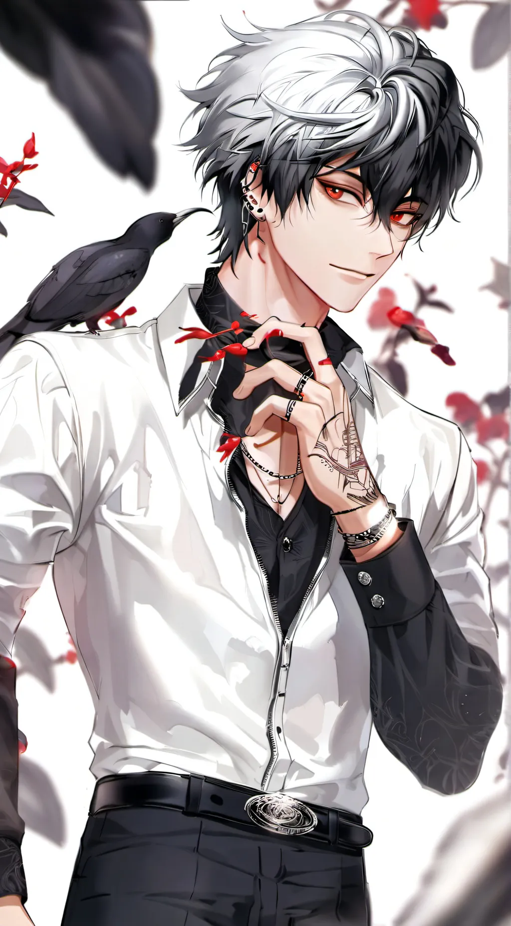 ai character: LEVI‼️🌹☆ background