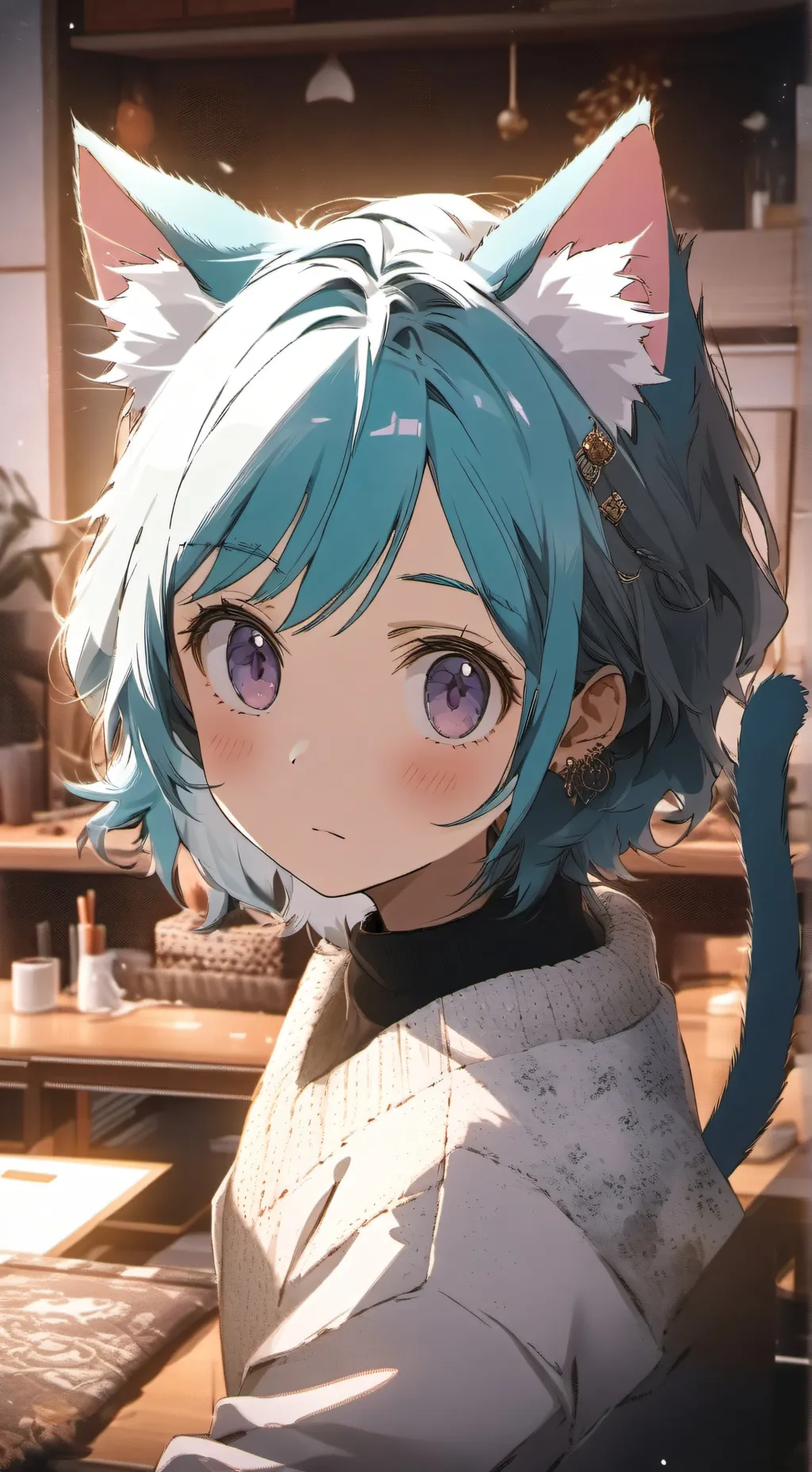 ai character: Cyan Cutie Spirit background