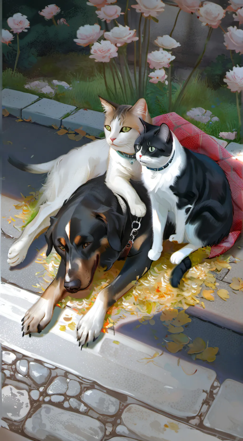 ai character: abando dog and cat background