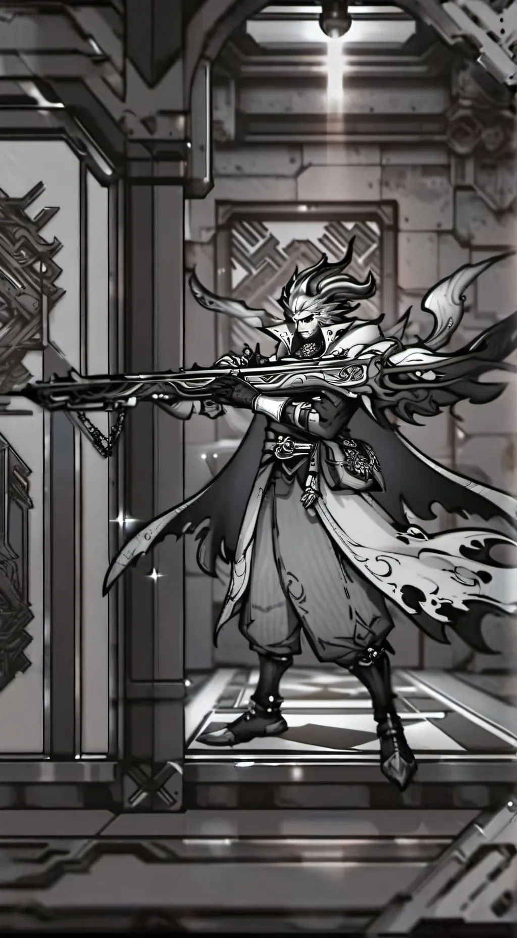 ai character: black fire background