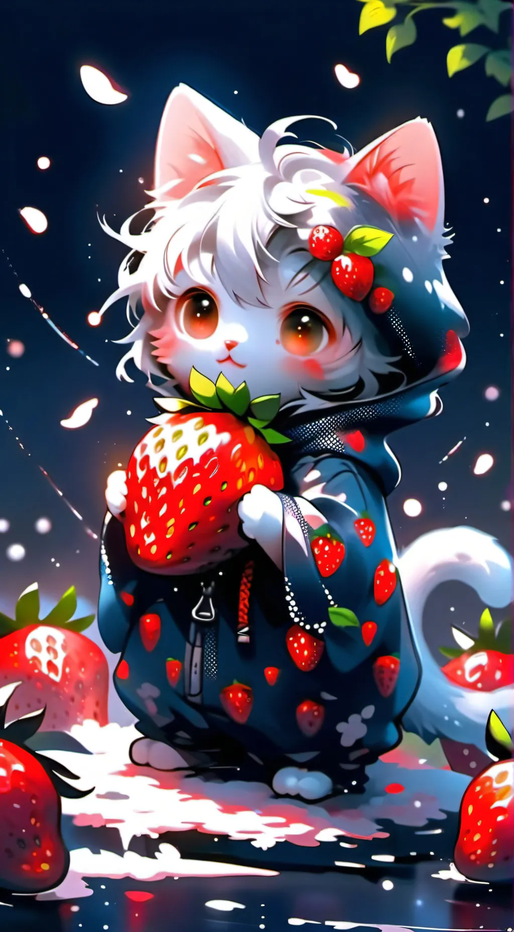 ai character: Strawberry cat! background