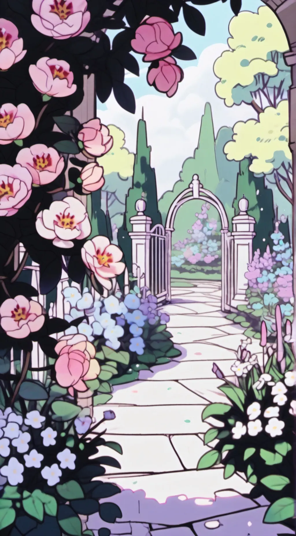 ai character: Dw Dandys garden  background