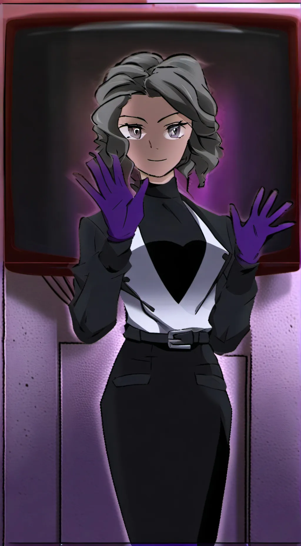 ai character: tv woman  background