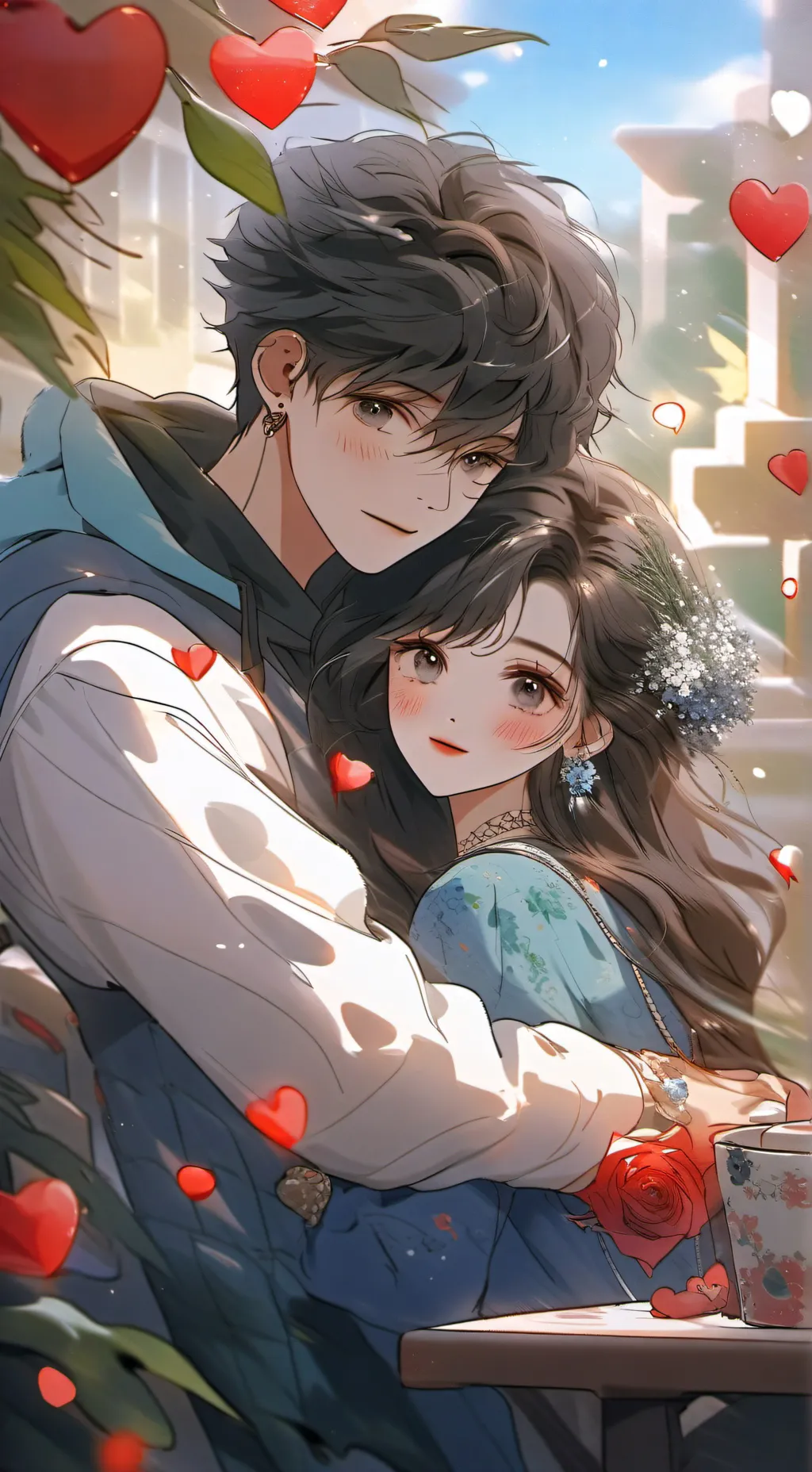 ai character: Mha Valentine's  background