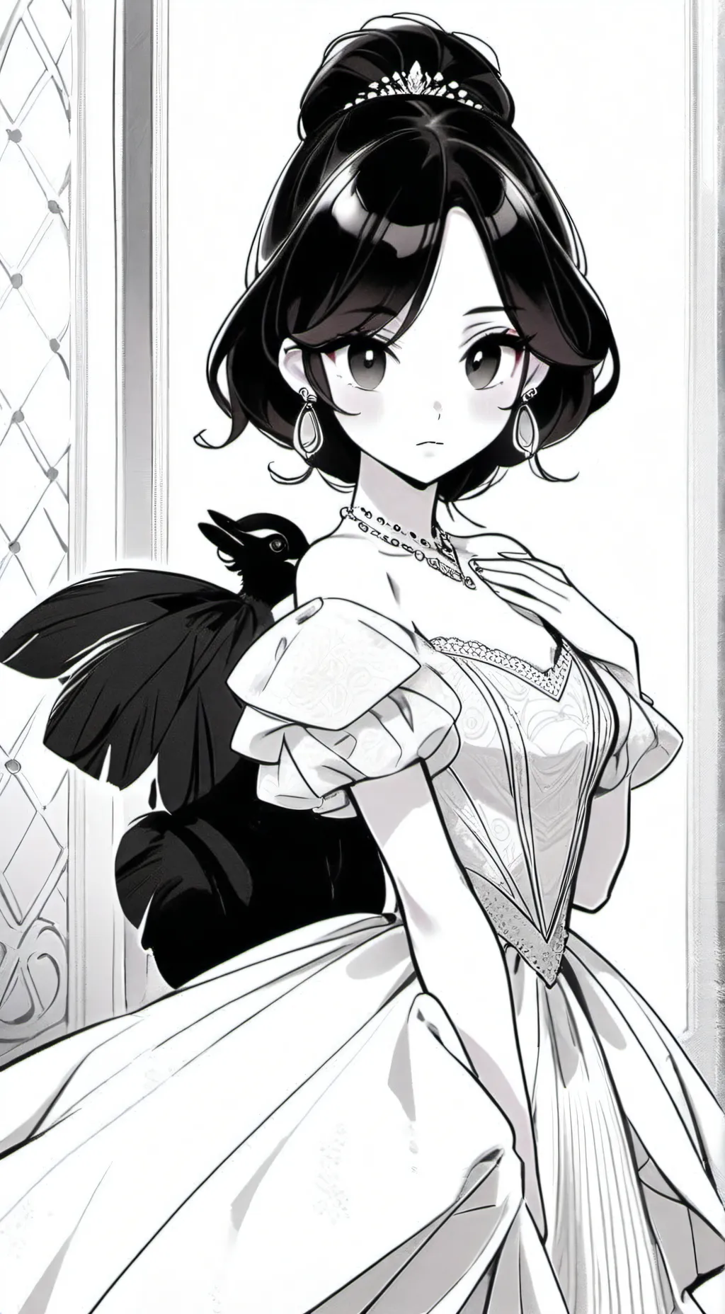 ai character: Wedensday Ballroom background