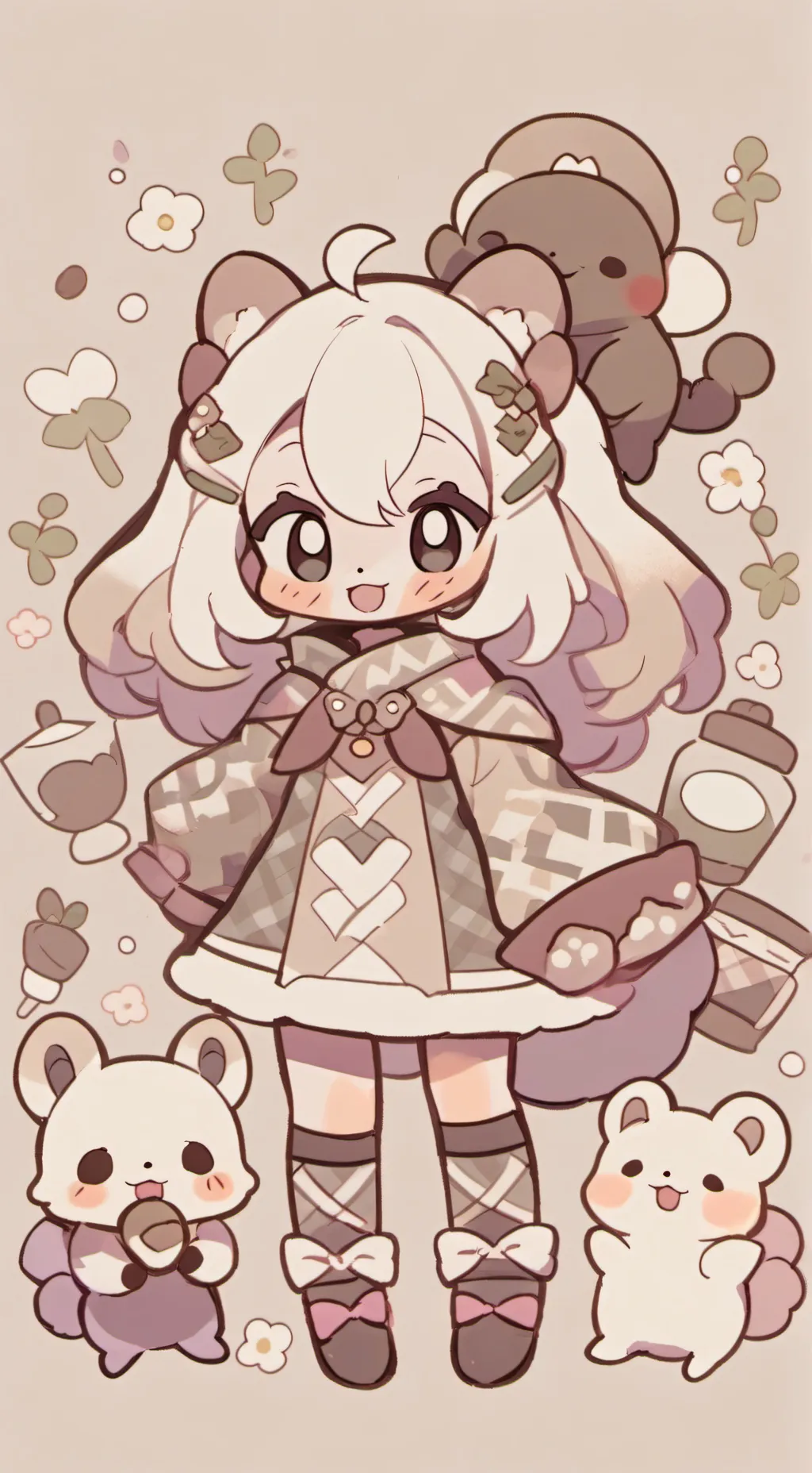 ai character: smiling critters!  background