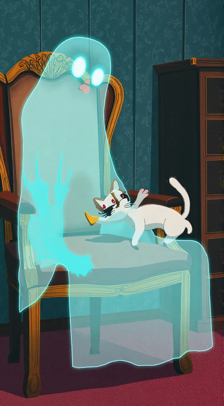 ai character: cat and ghost background