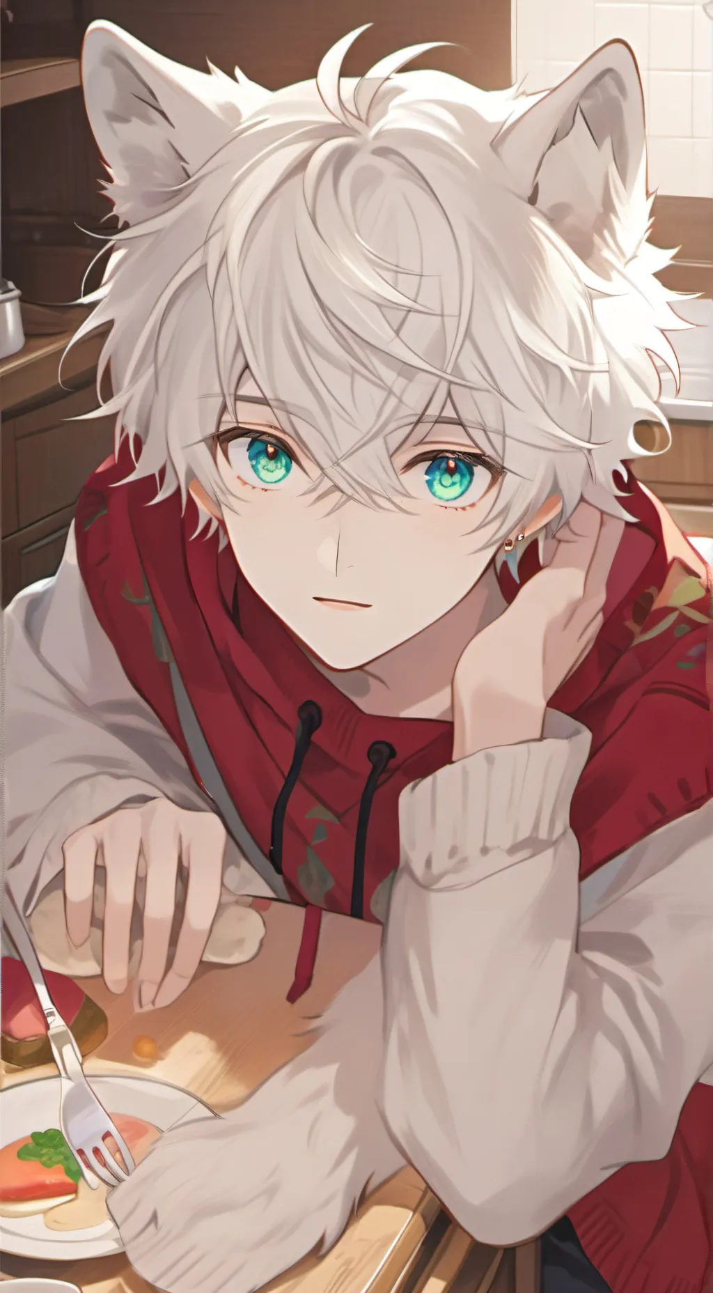 ai character: Silver Wolf Furry background