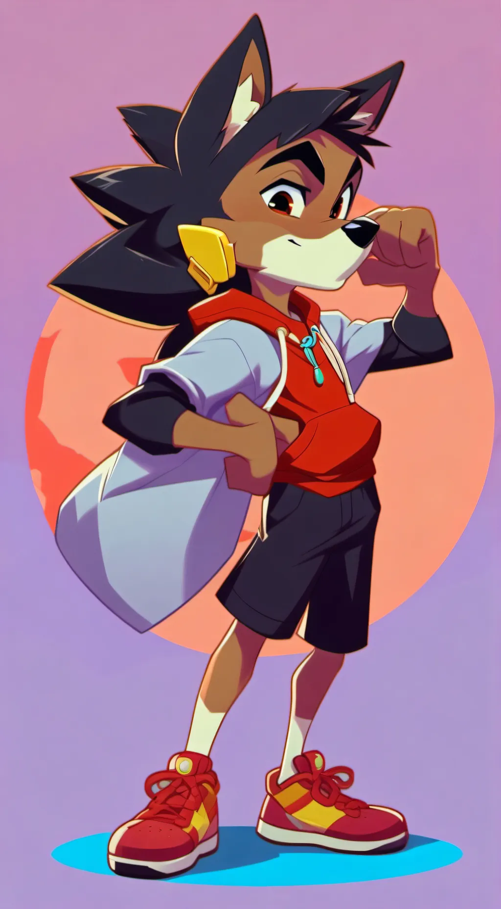 ai character: Quiel wolf friend background