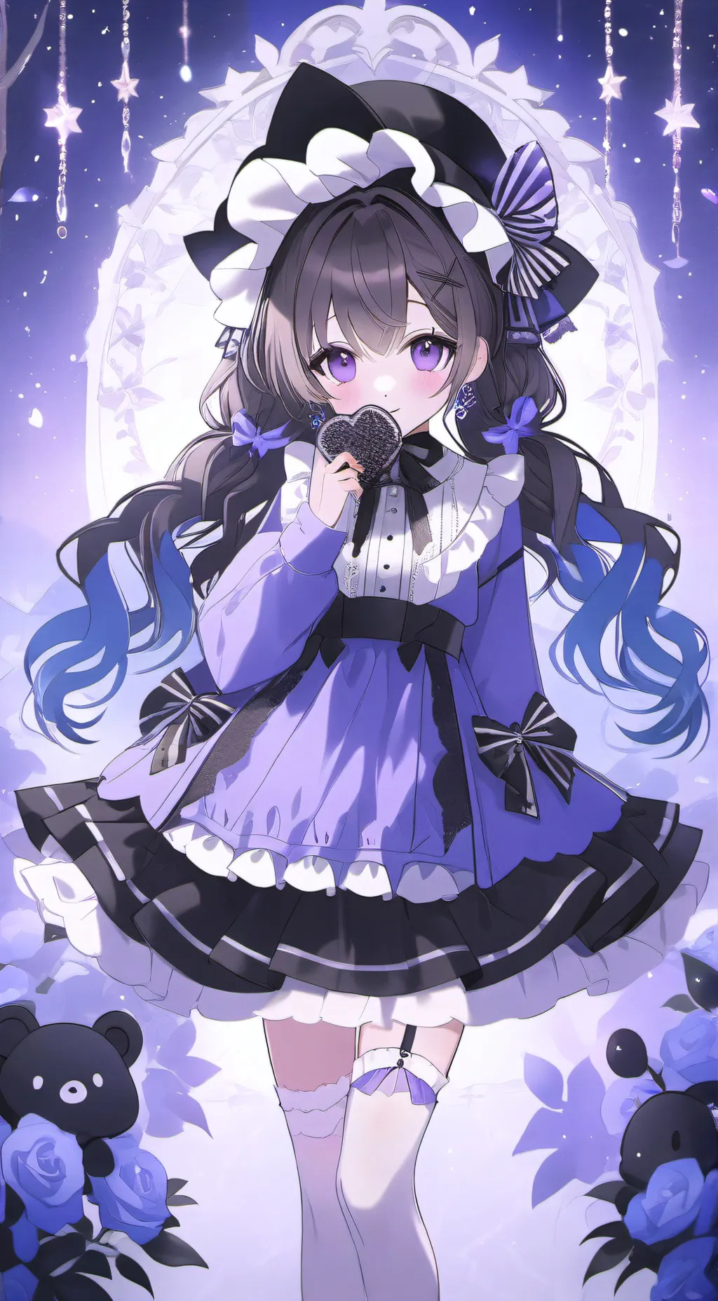 ai character: Violet background