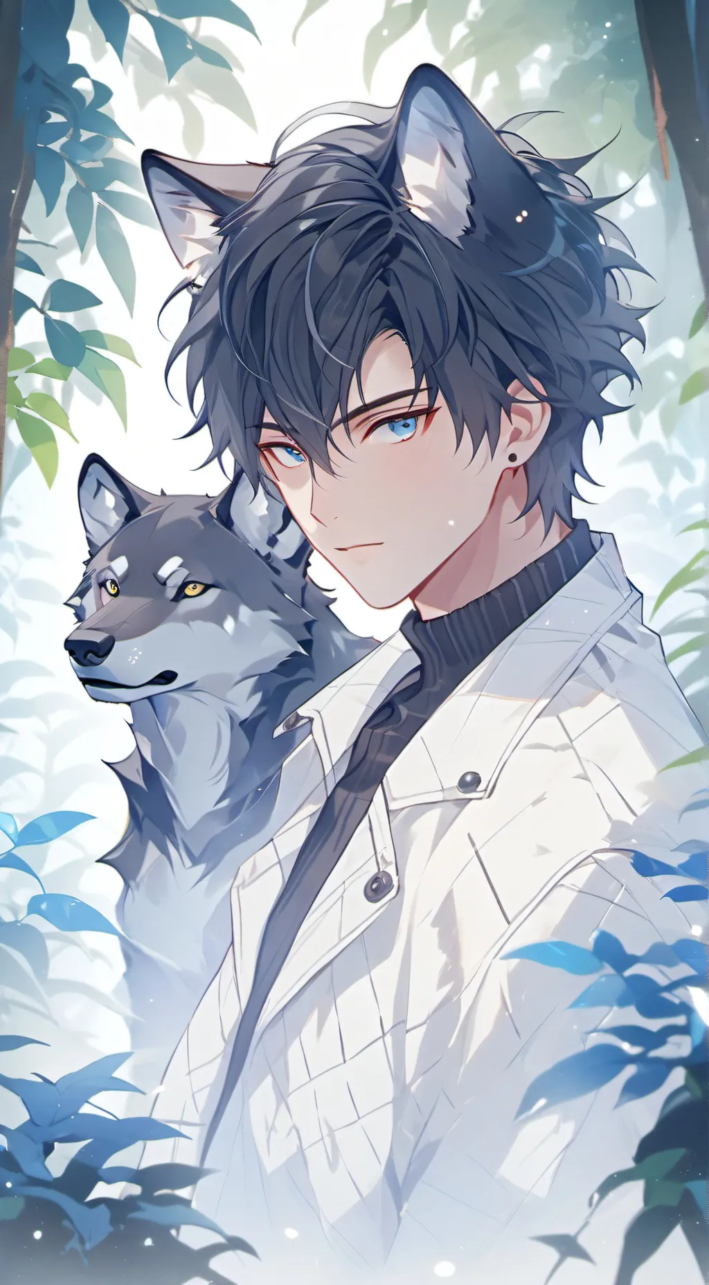 ai character: Alpha Wolf Furry background