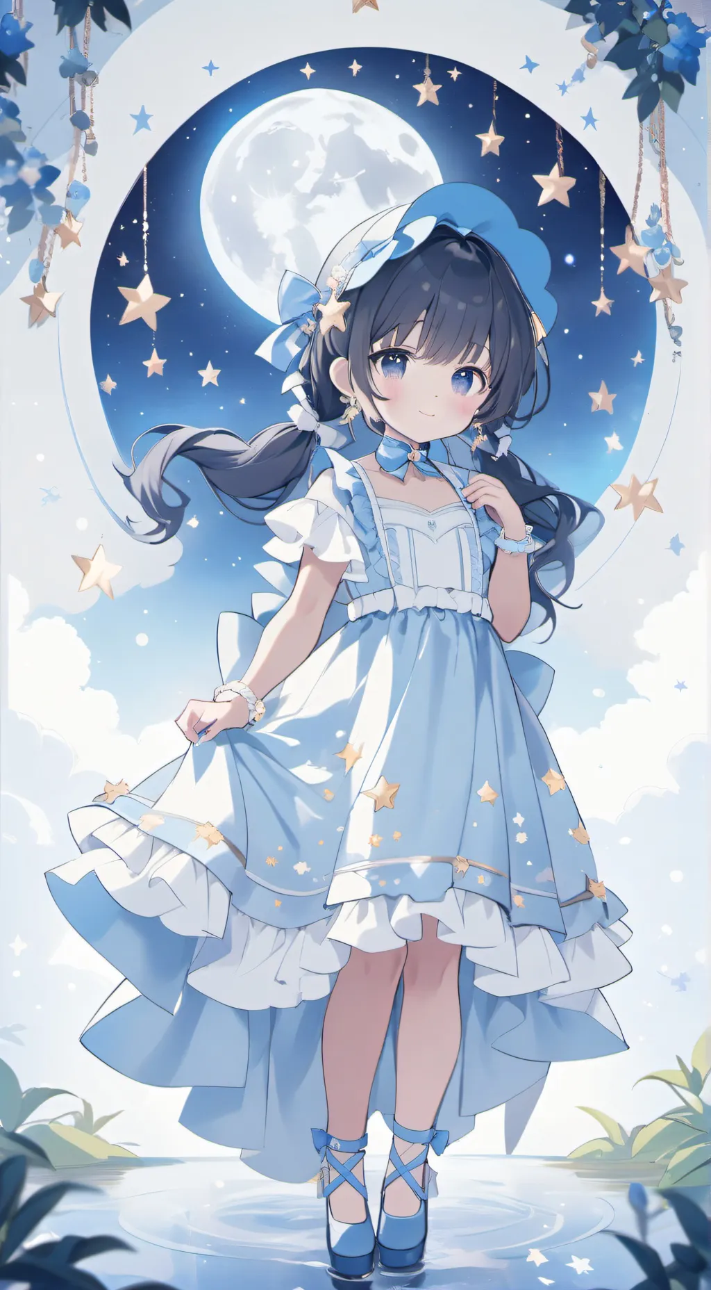 ai character: ☆~[🩵astro🌘]~☆°• background