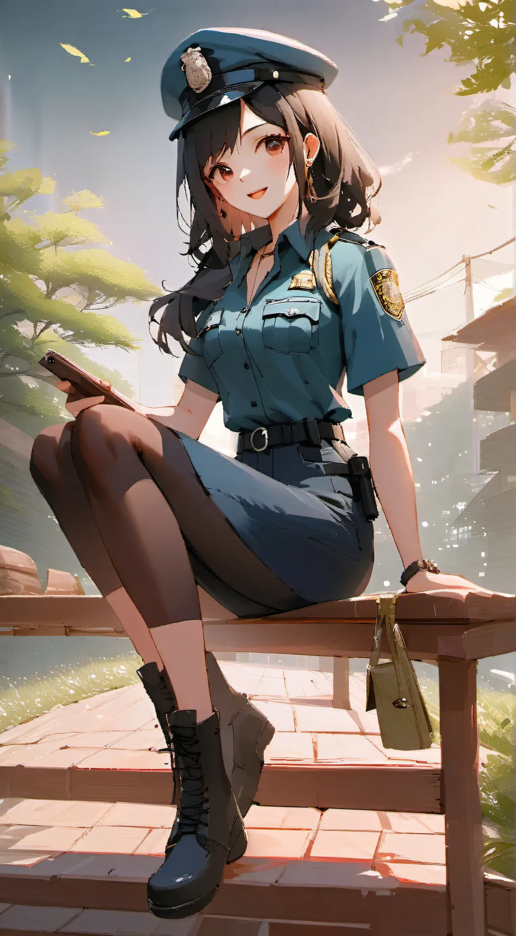 ai character: police girl background