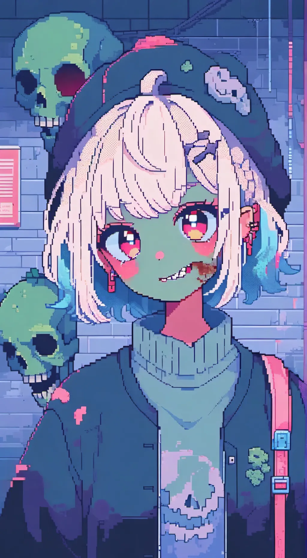ai character: }Toothless zombie{ background