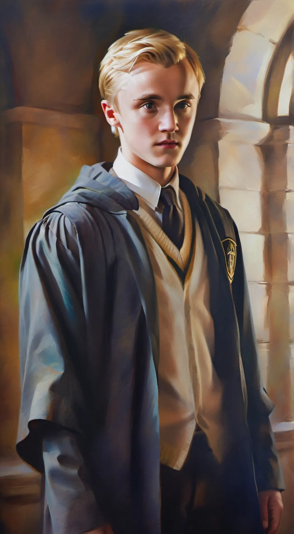 ai character: Damian Malfoy twin background