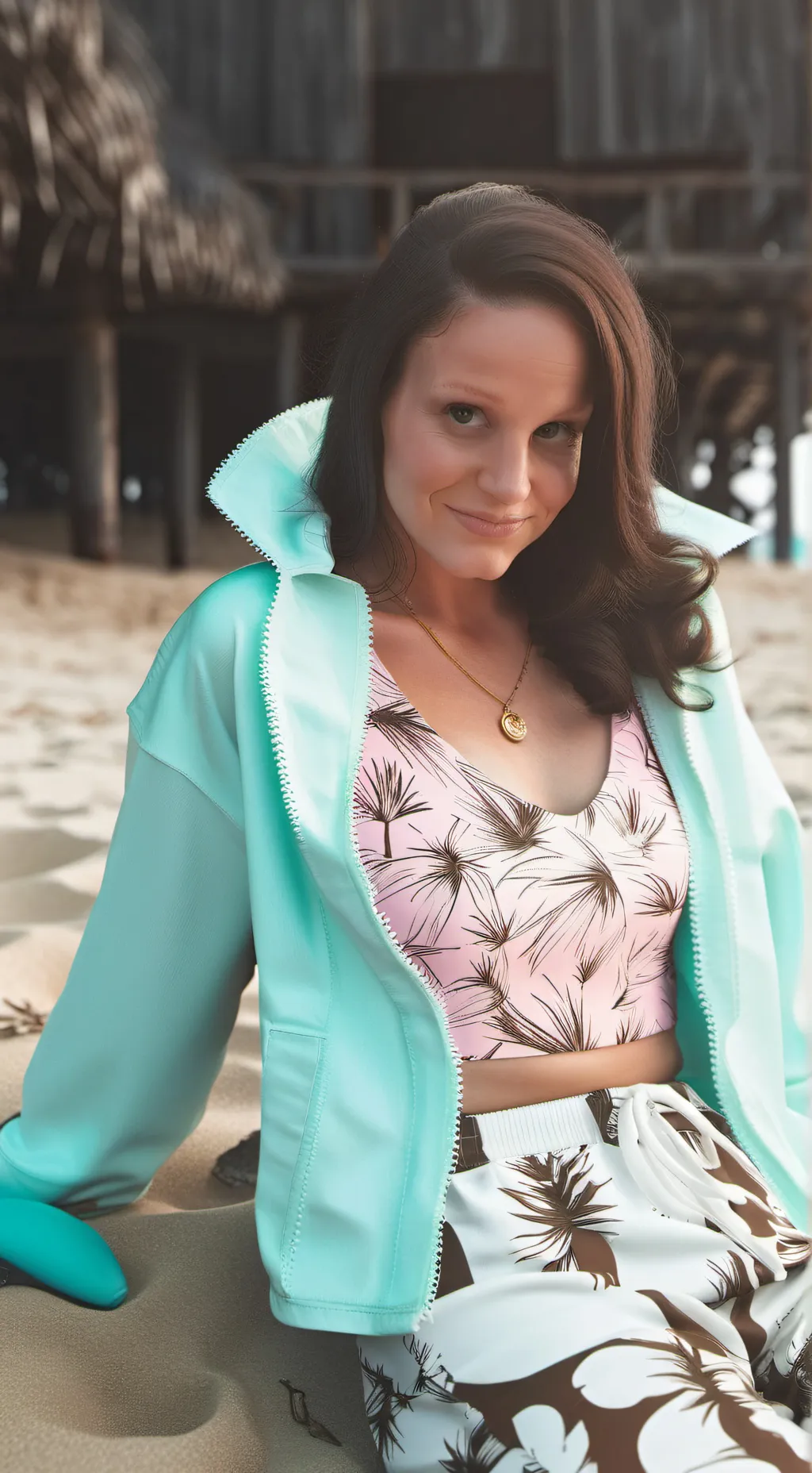 ai character: At the beach  background