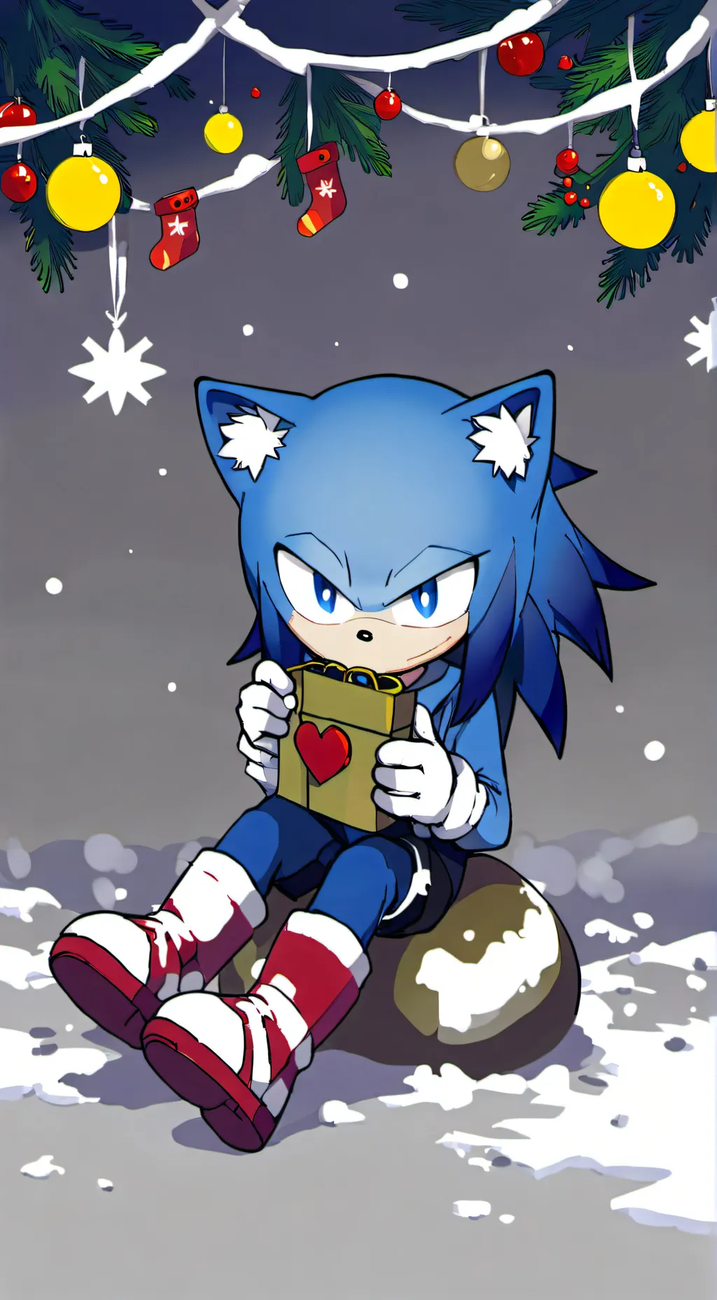 ai character: Sonic christmas background