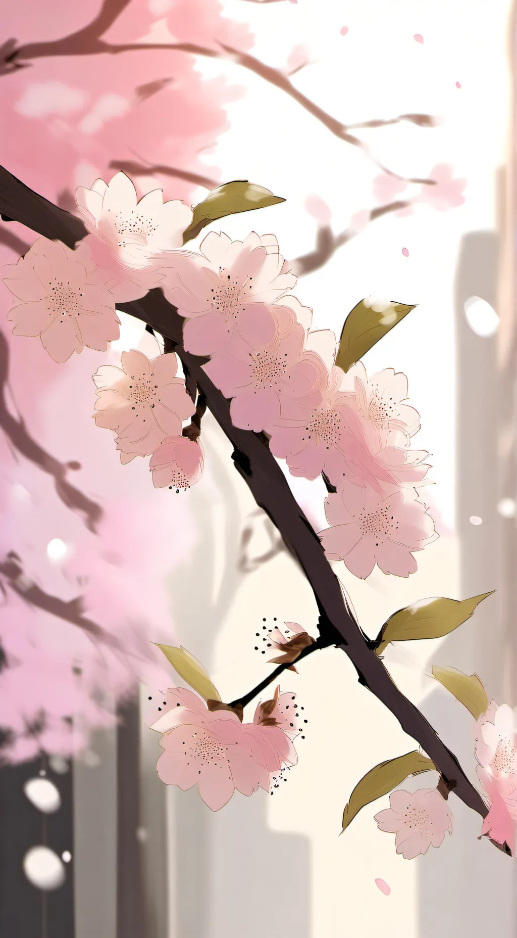 ai character: blossom cerry tree background
