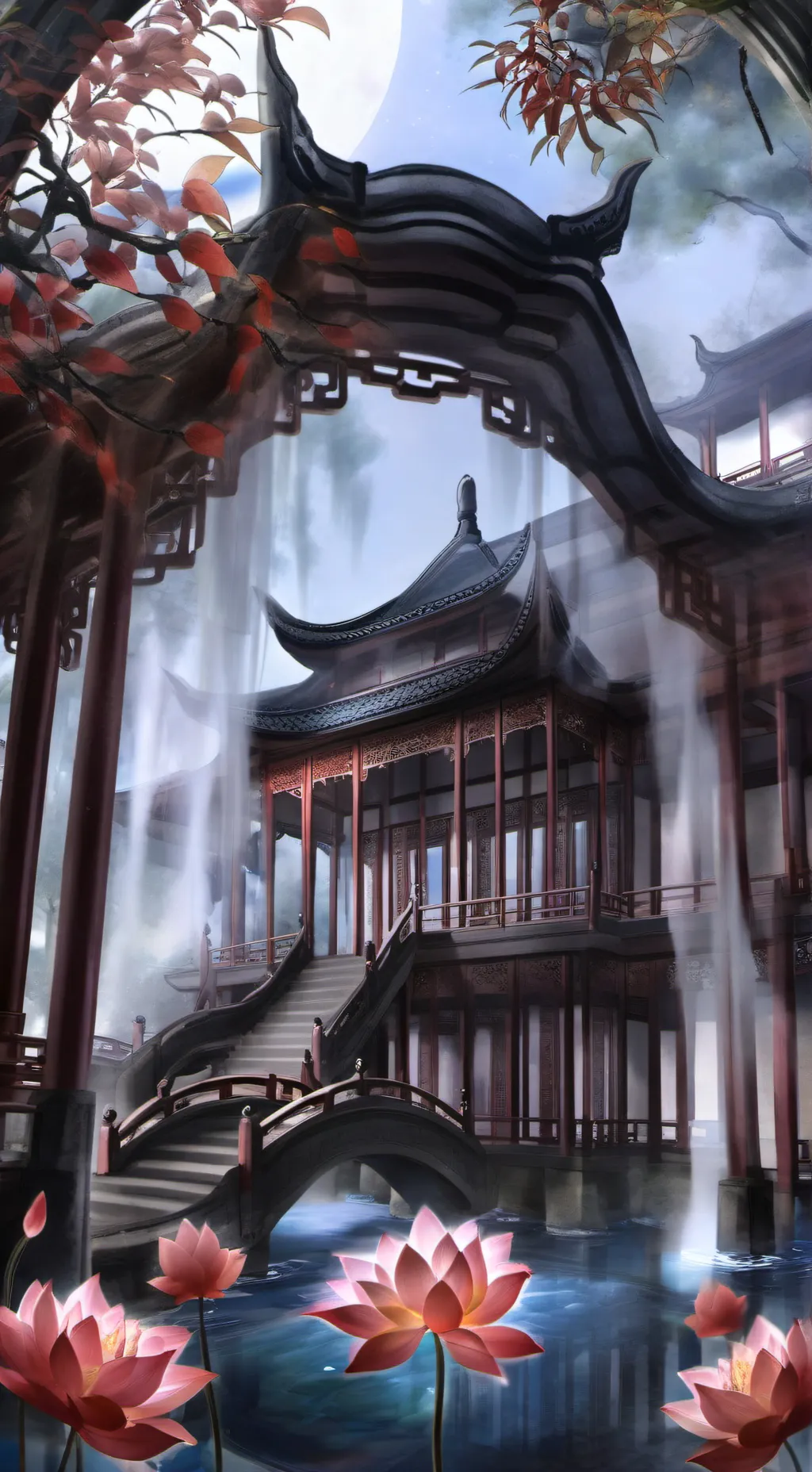 ai character: Red pavilion  background