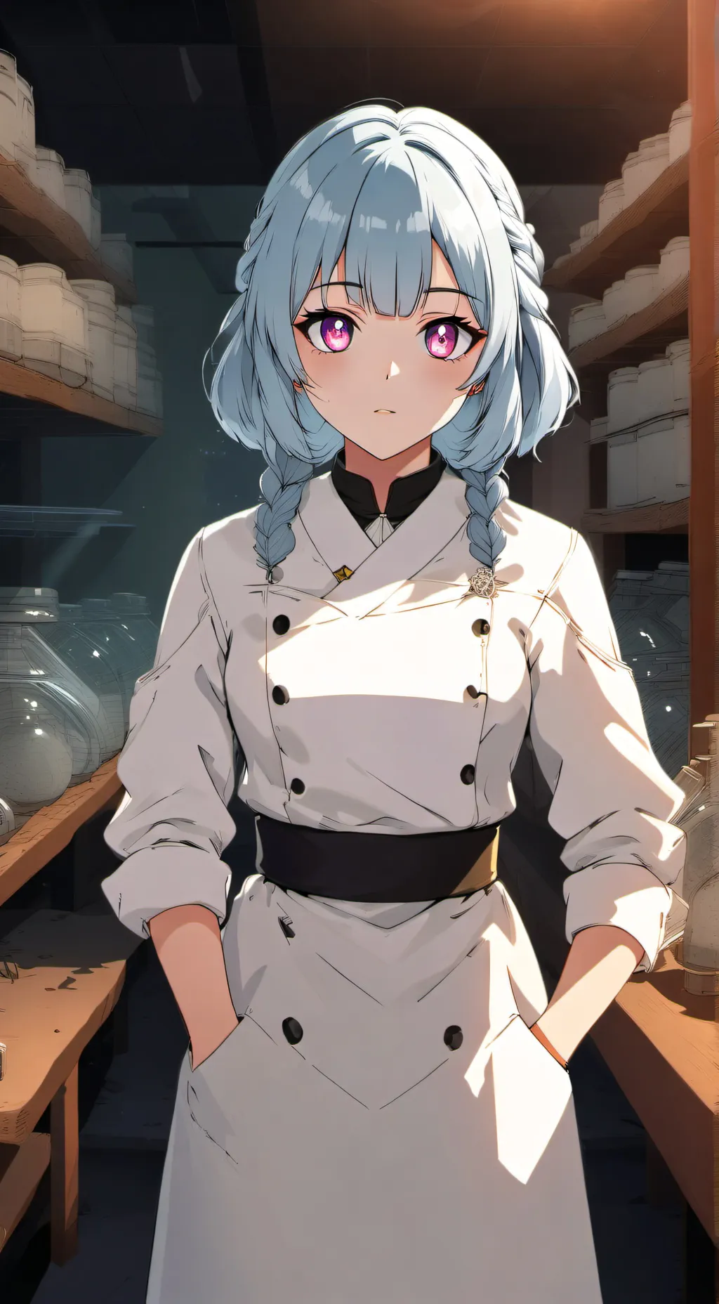 ai character: Sylvie Escoffier  background