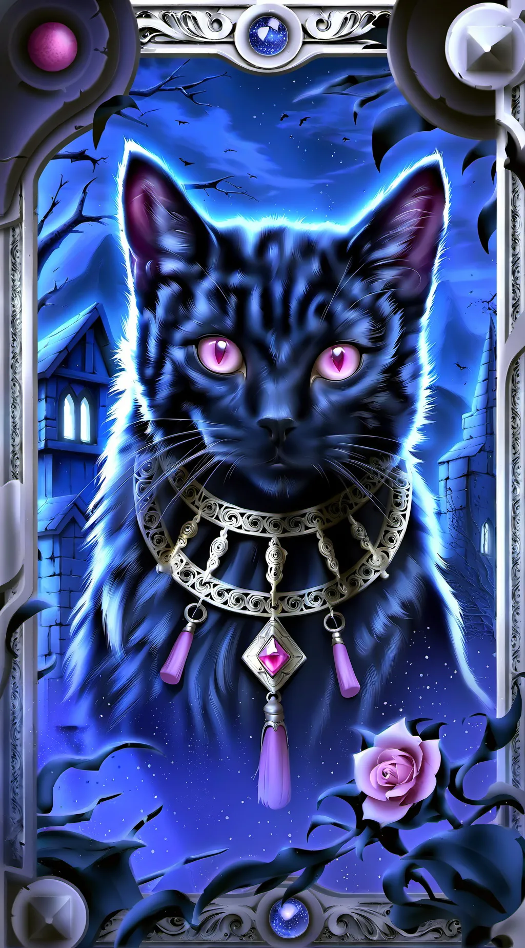 ai character: MIDNIGHT CAT background