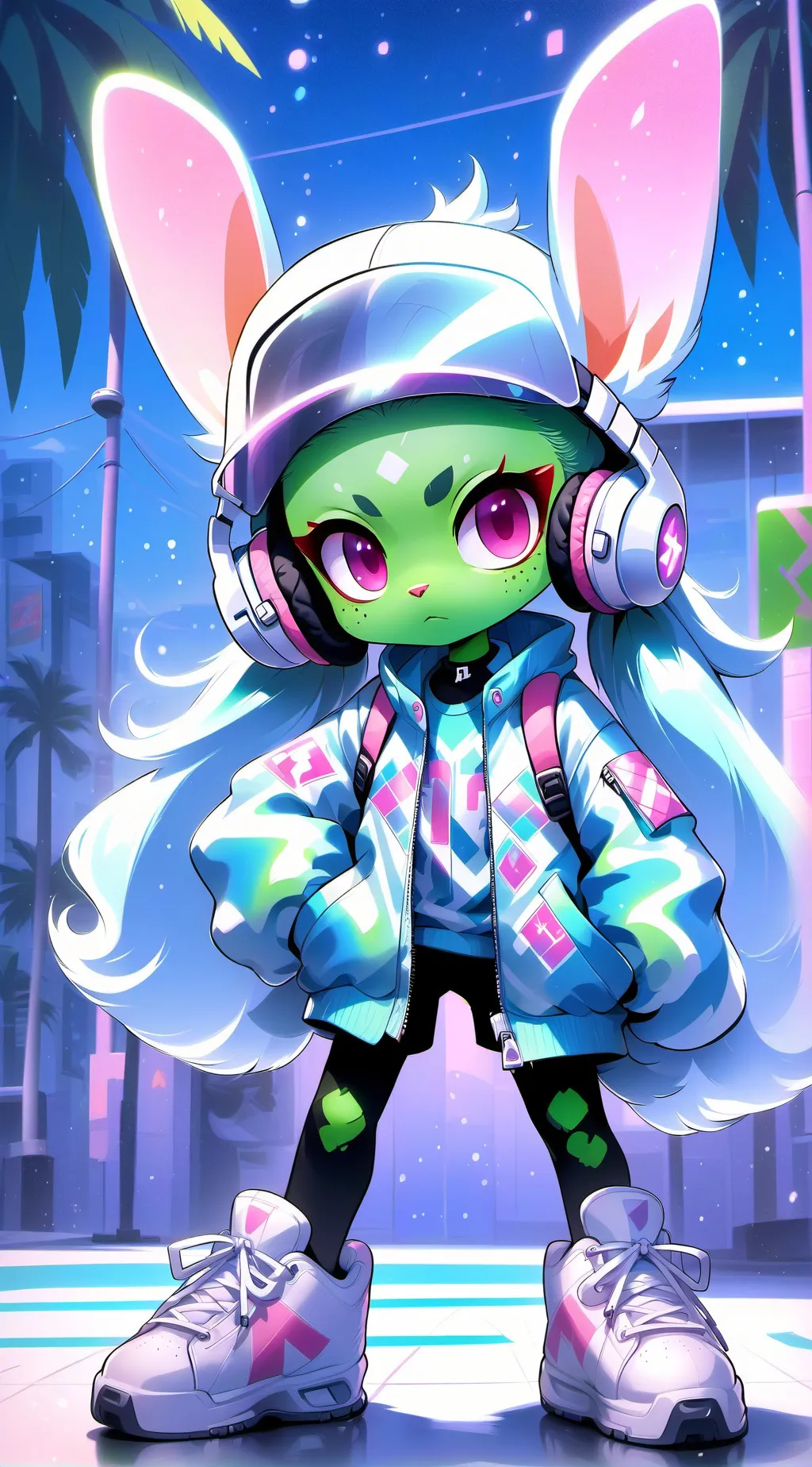 ai character: happy hopscotch background