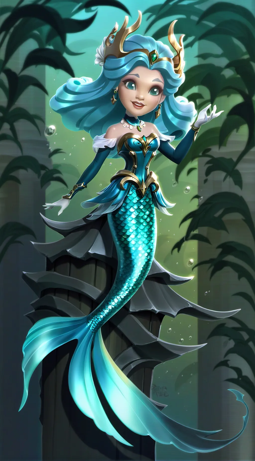 ai character: the blue mermaid background