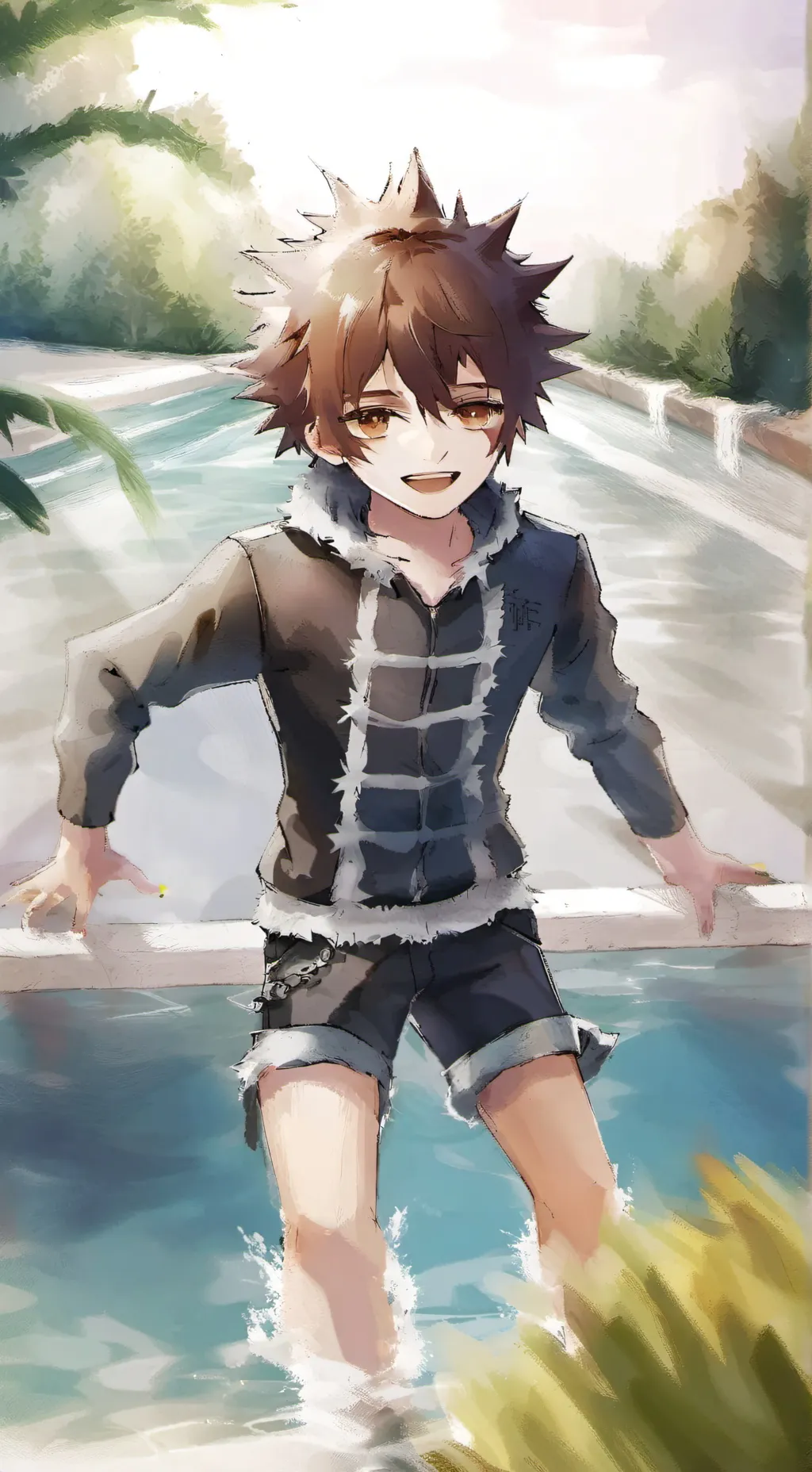 ai character: MHA POOL! background