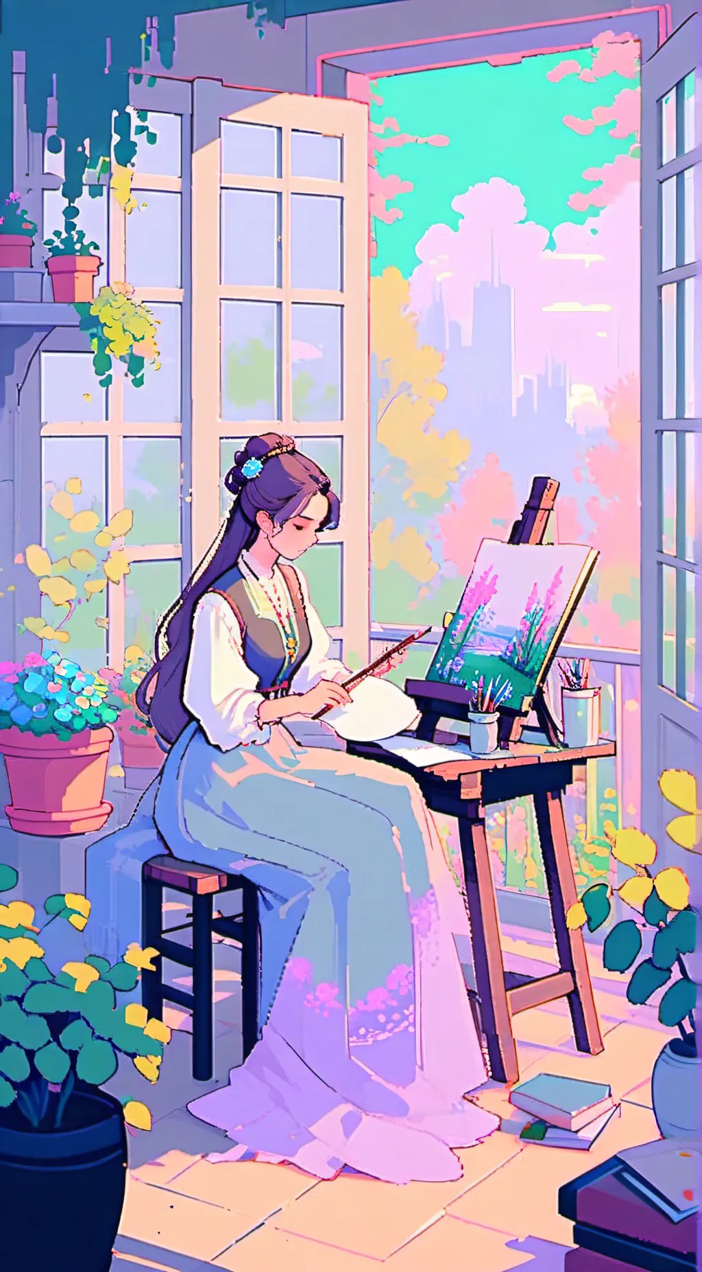 ai character: Lavender background