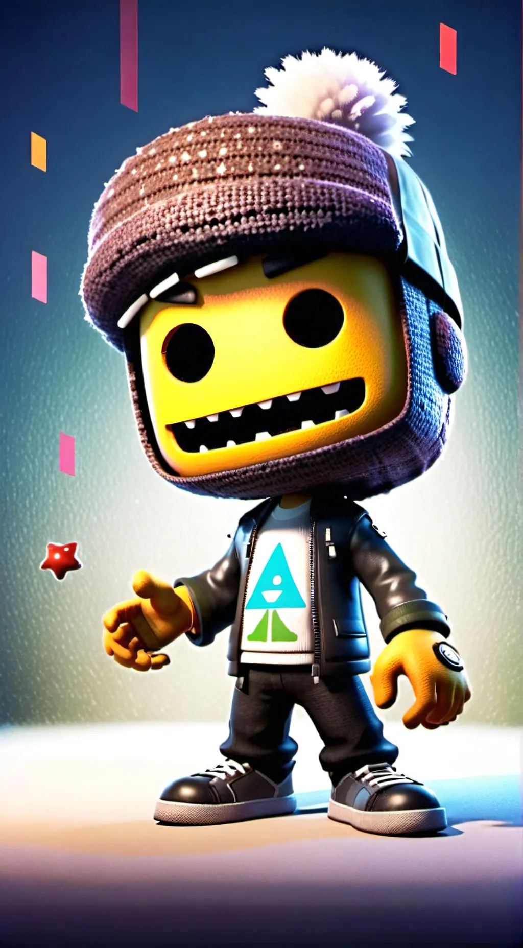 ai character: sack boy  background