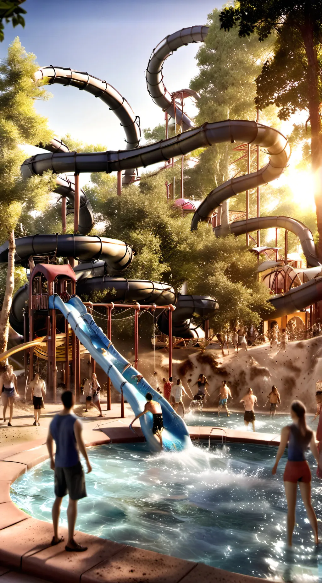 ai character: Water park!  background