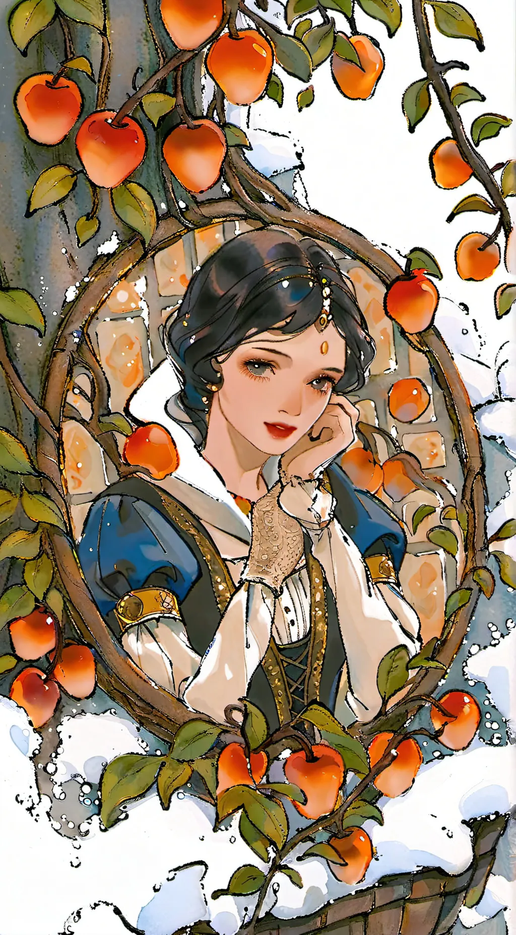 ai character: Snow White movie background