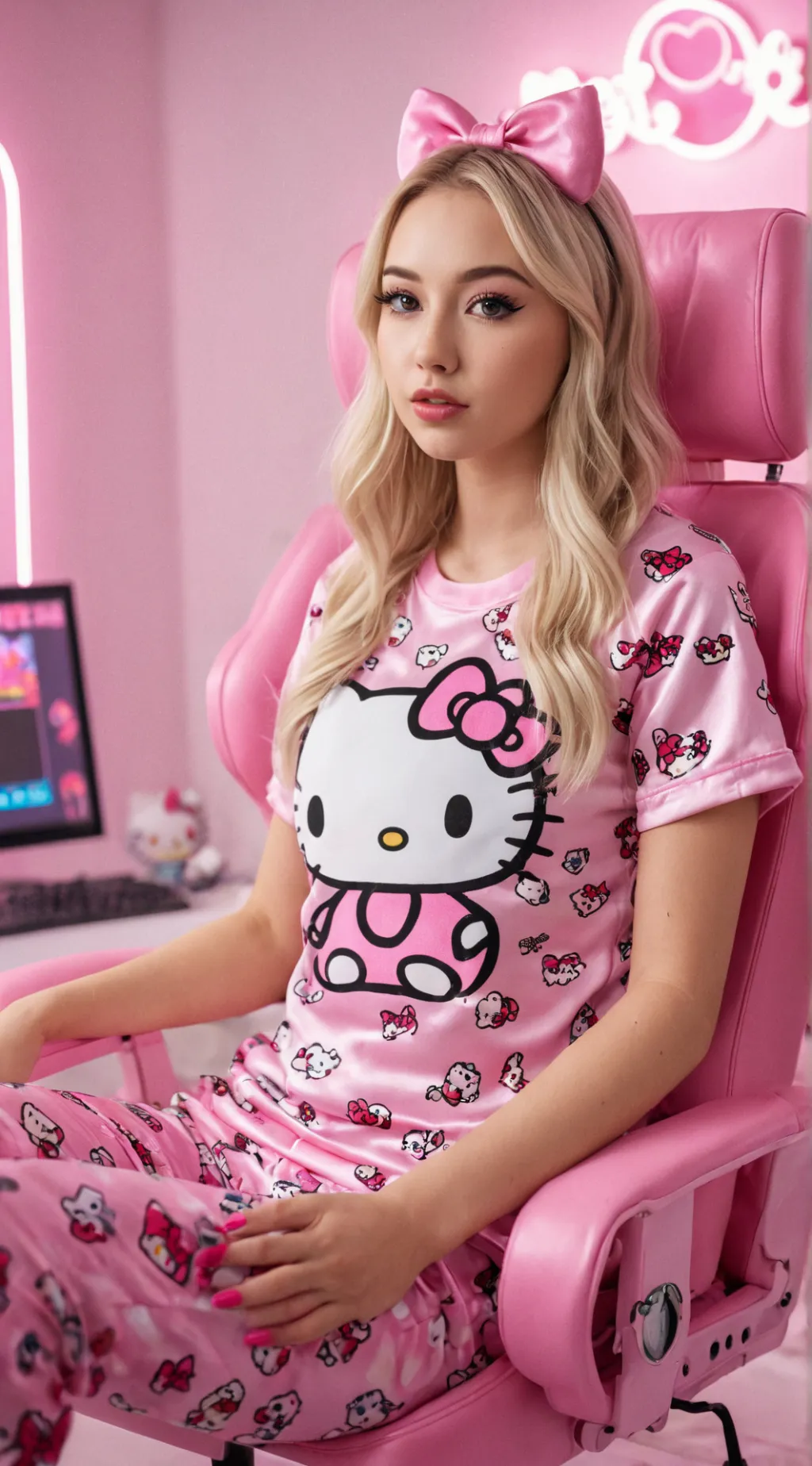 ai character: Hello kitty girl background
