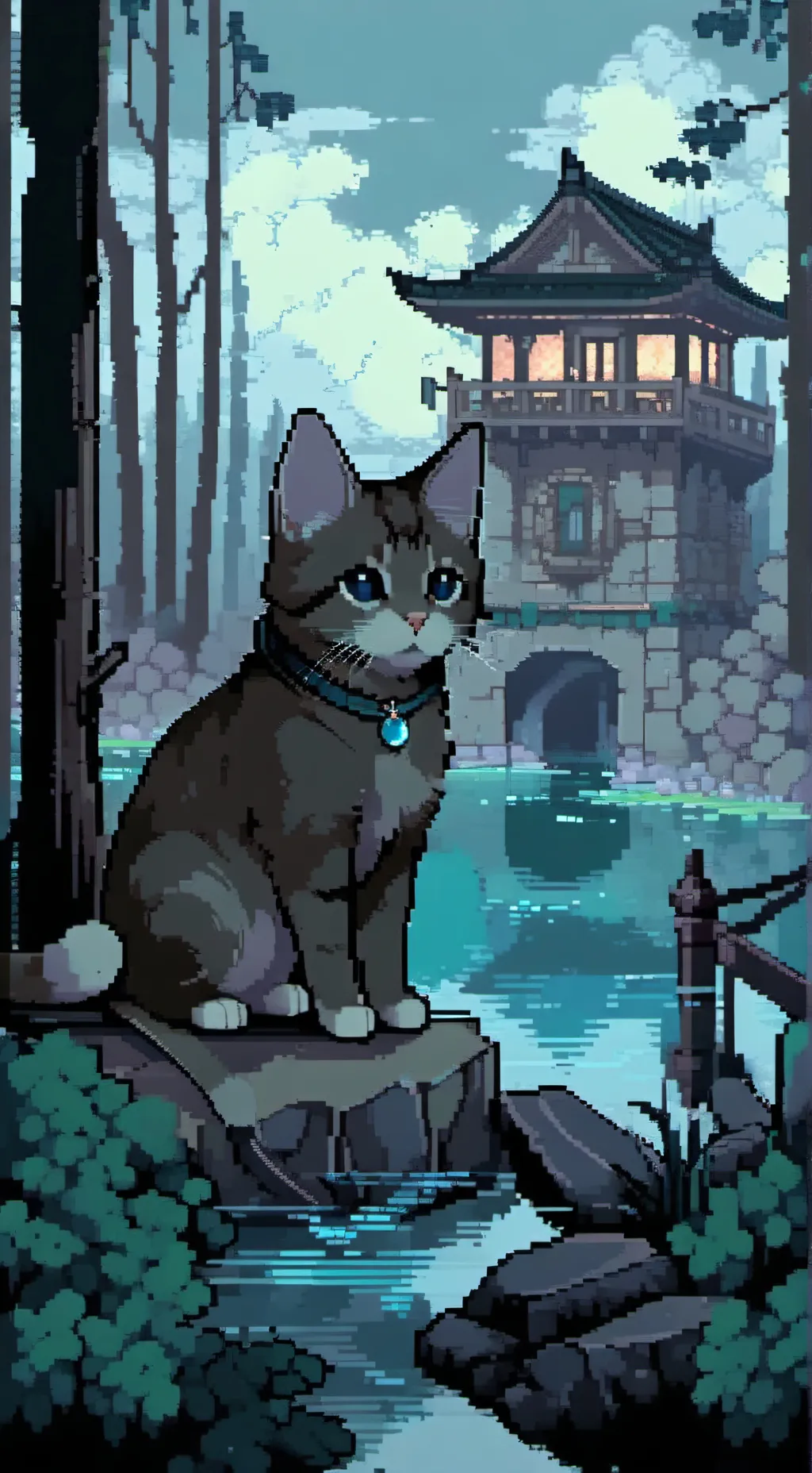 ai character: michiberto pixel background