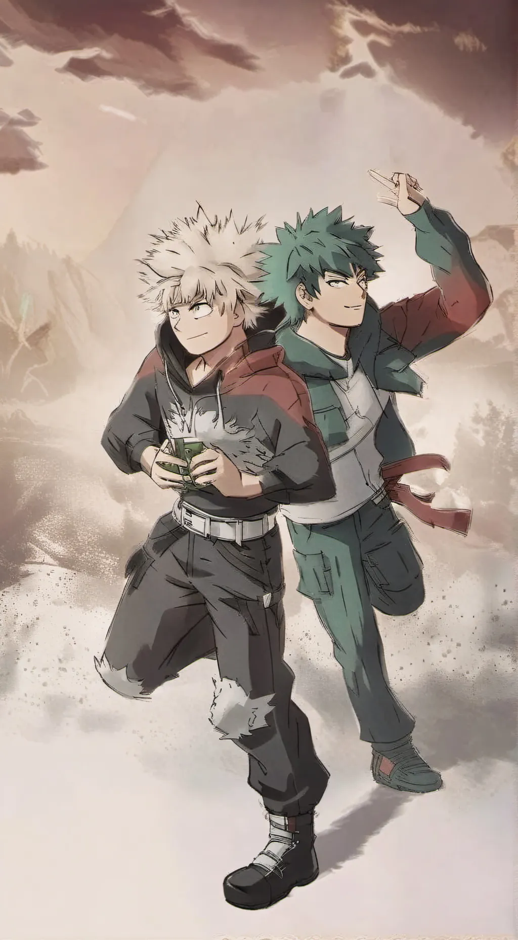 ai character: Bakugo X Deku background