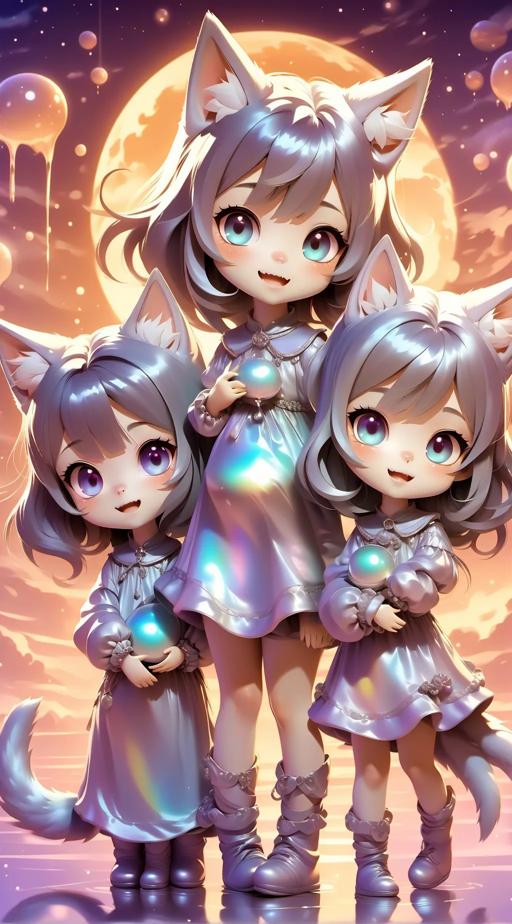 ai character: Three Nekos background