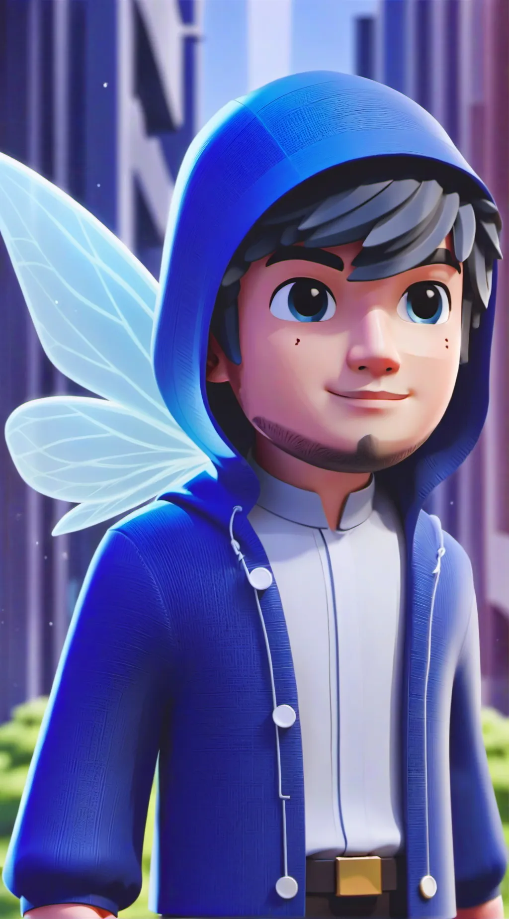 ai character: blue garnapy  background