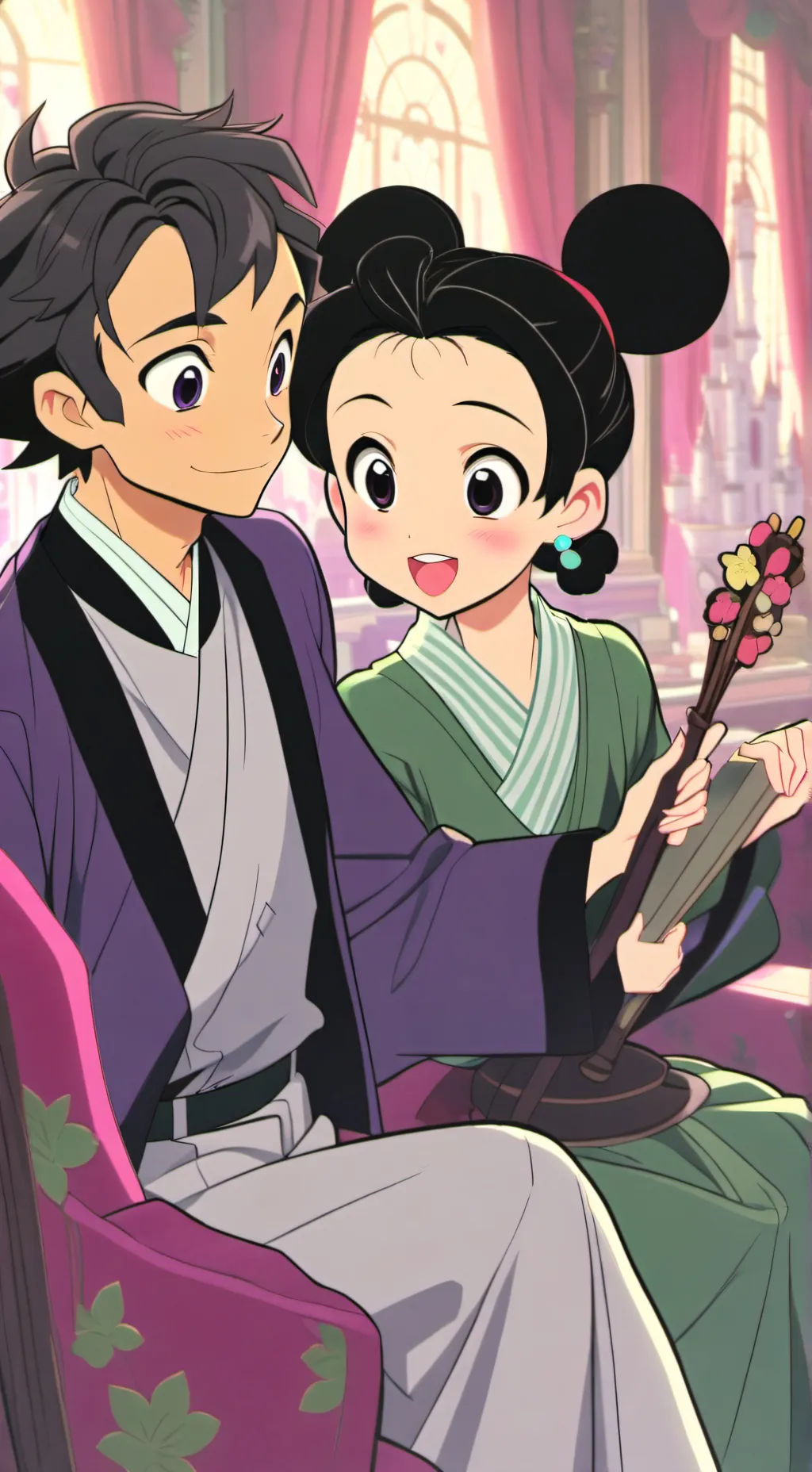 ai character: Nesuko y Tanjiro background