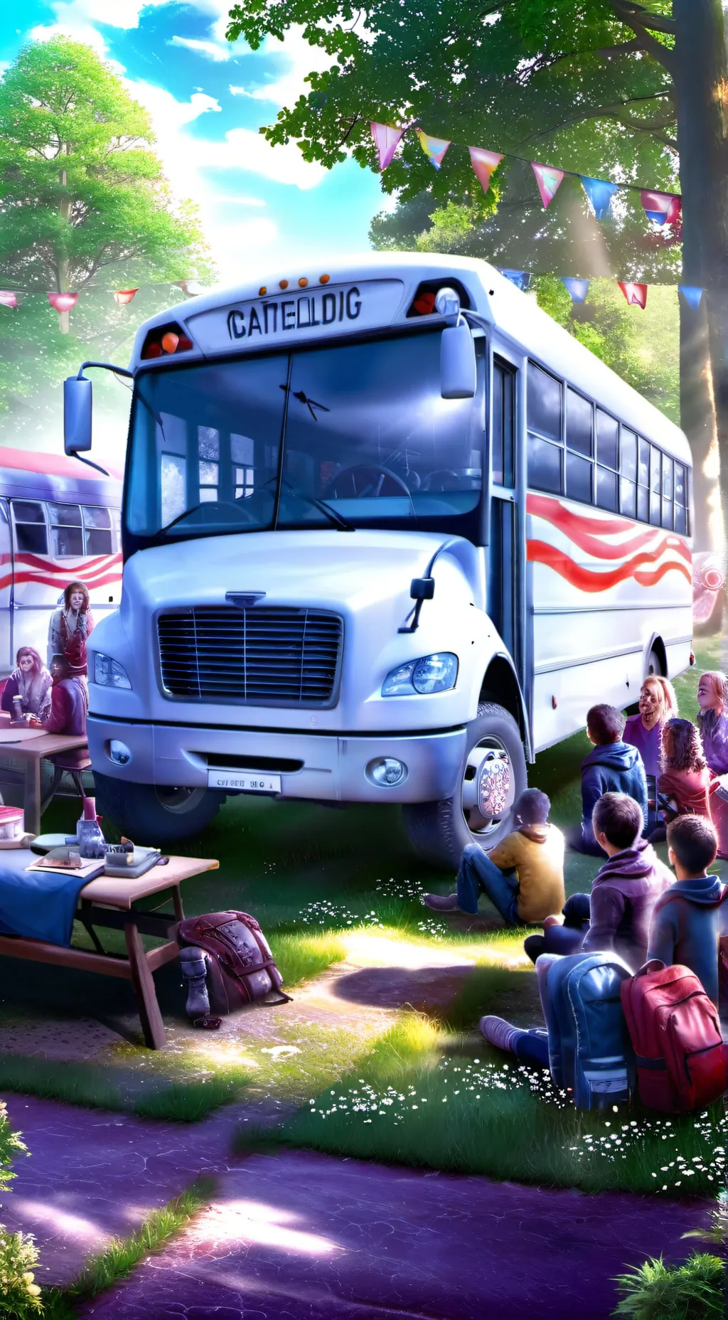 ai character: Field trip to camp background