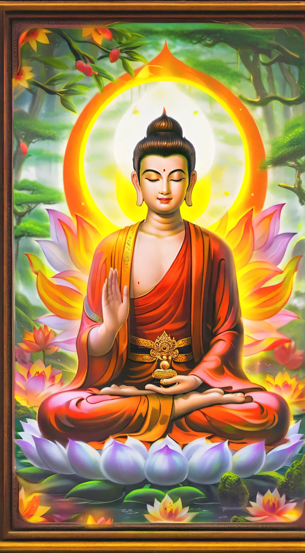 ai character: Buddha  background
