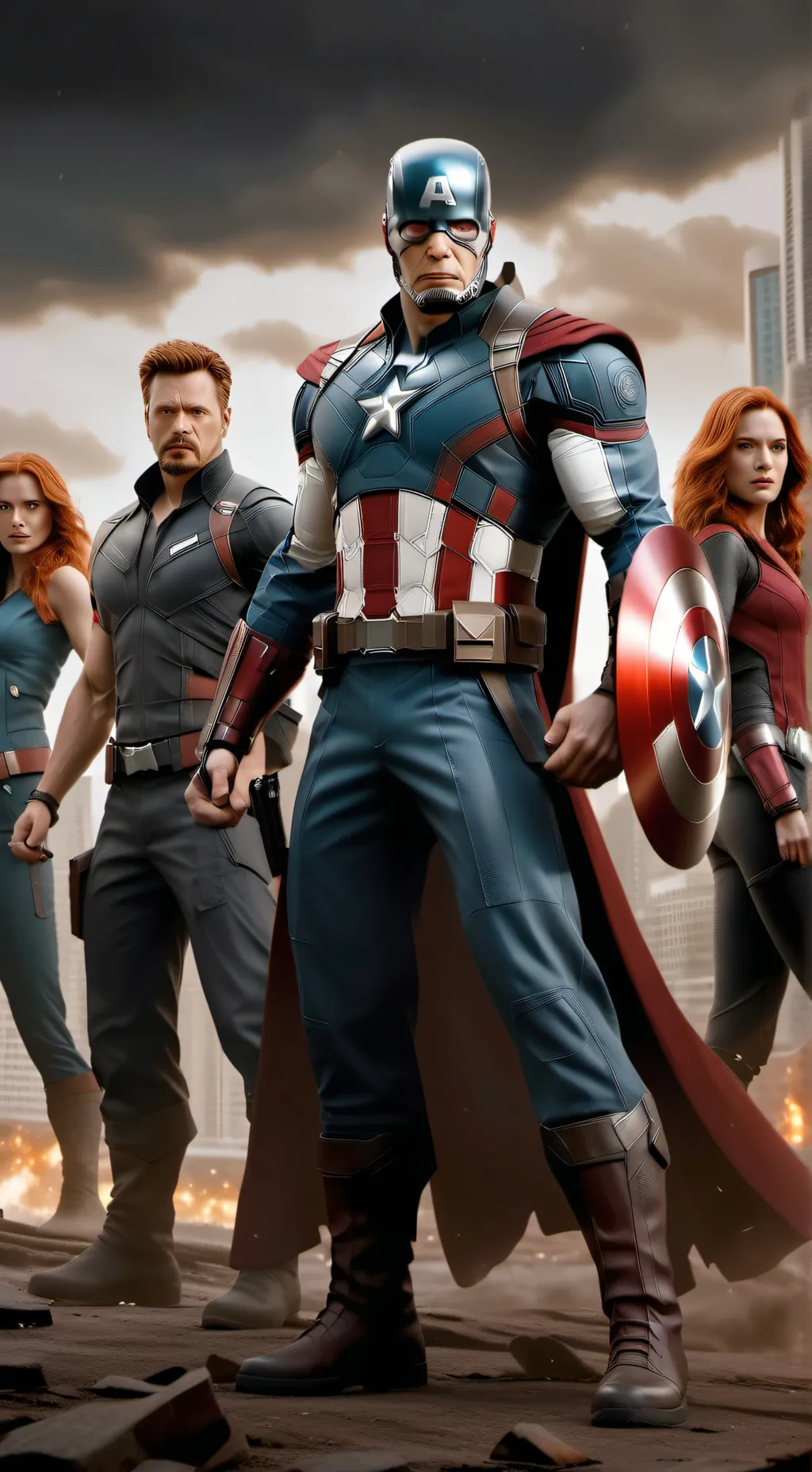 ai character: Avengers× JP background