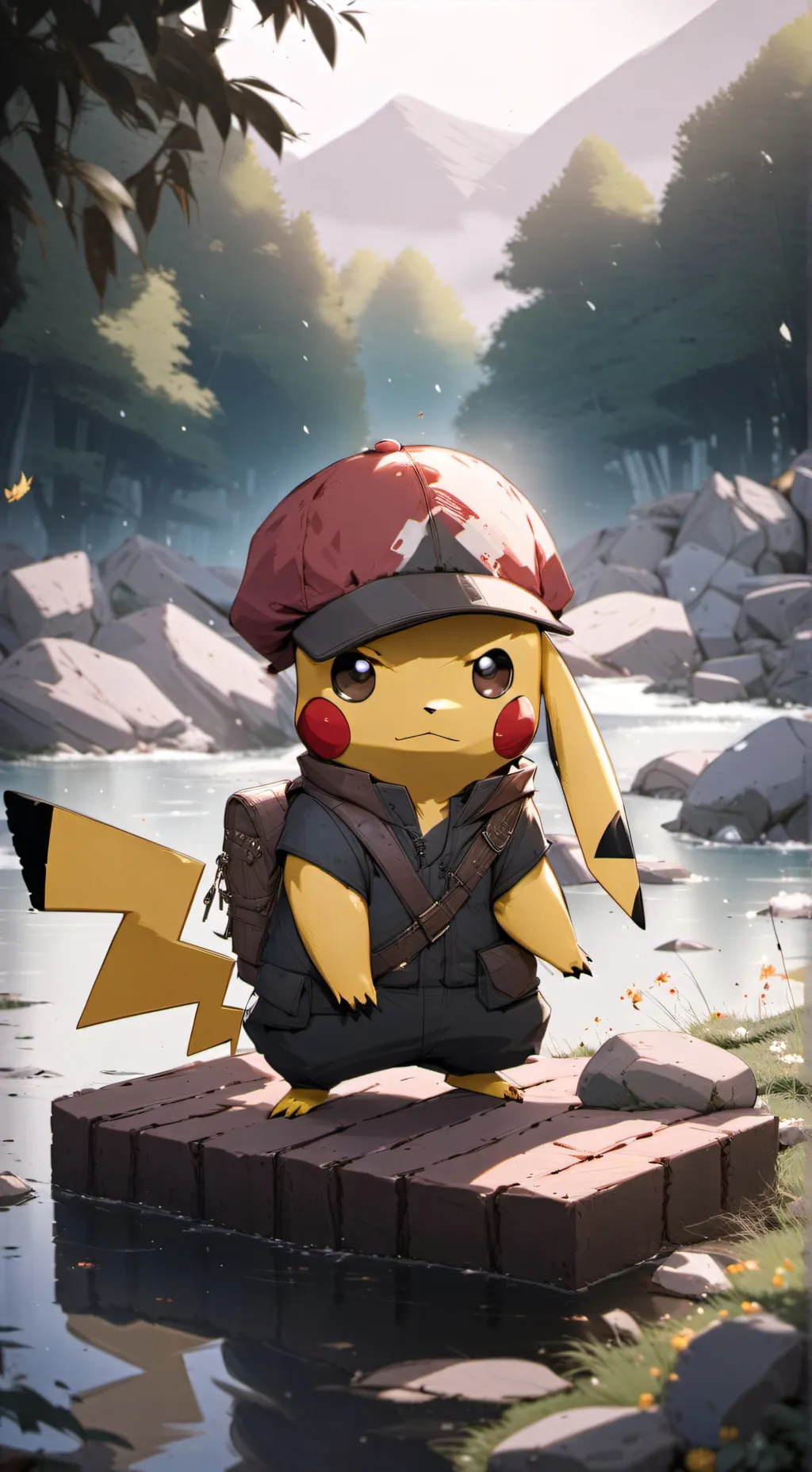 ai character: pikachu  background